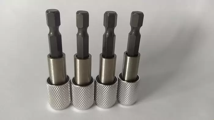 60mm Stainless Steel Silver Knurled Quick-Release Bit Holde