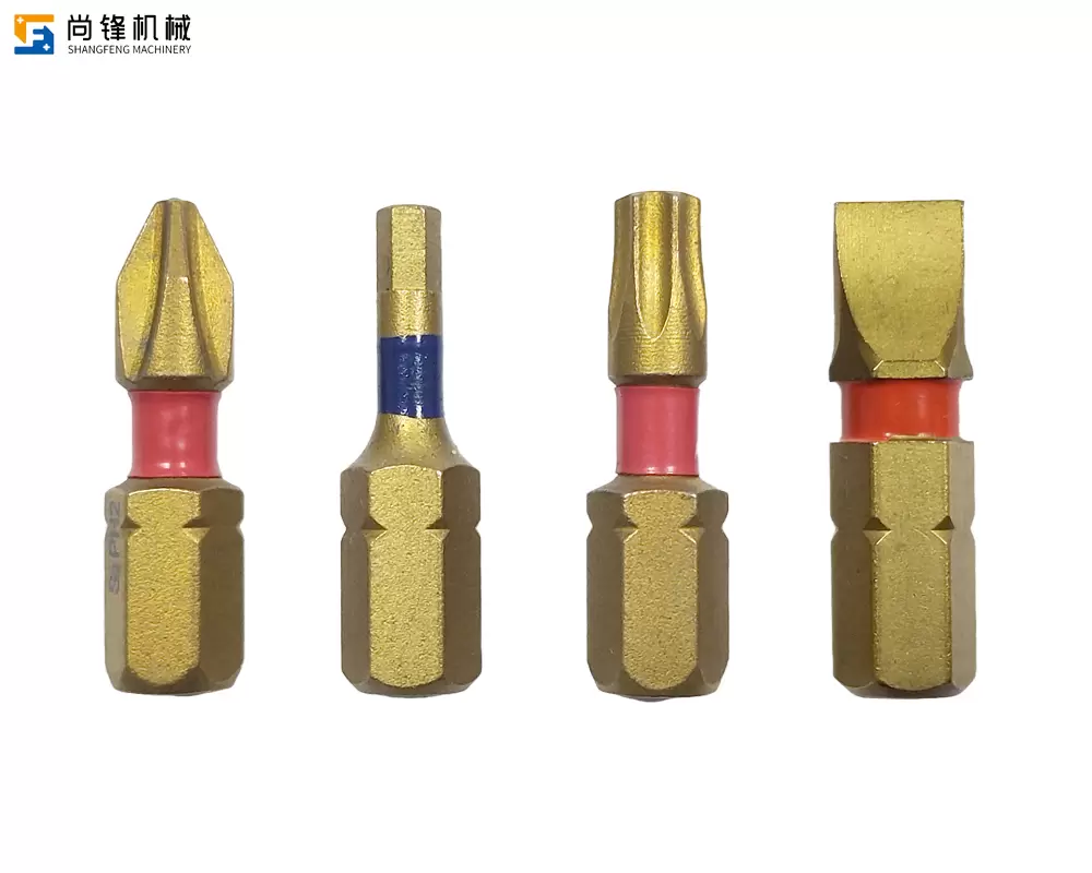 4 pieces of color-coded short screwdriver bits with gold coating oem factory